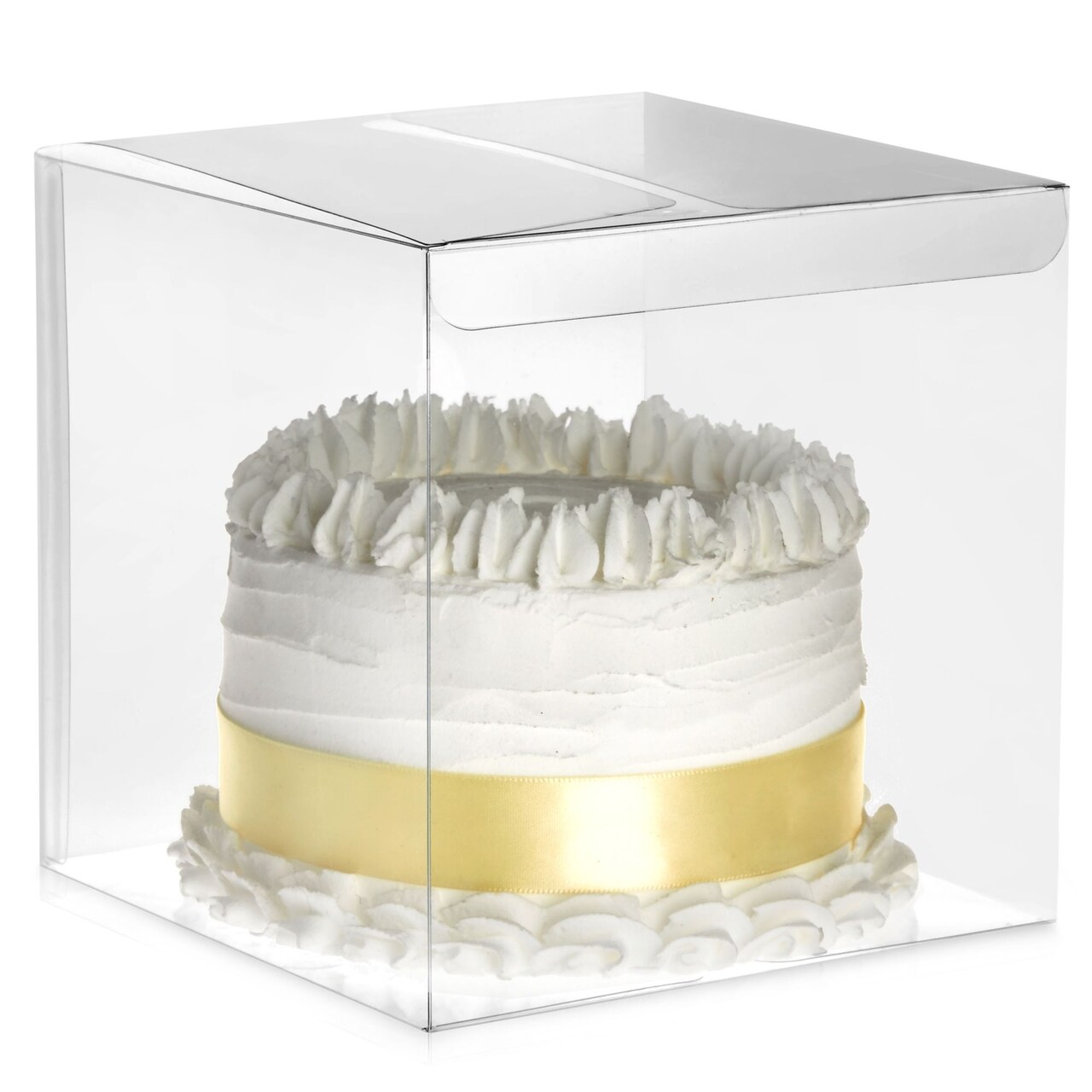 30-Pack Clear Gift Boxes - 6x6x6 In Square Plastic Transparent Boxes for Cakes, Wedding, Baby Shower, Birthday Party
